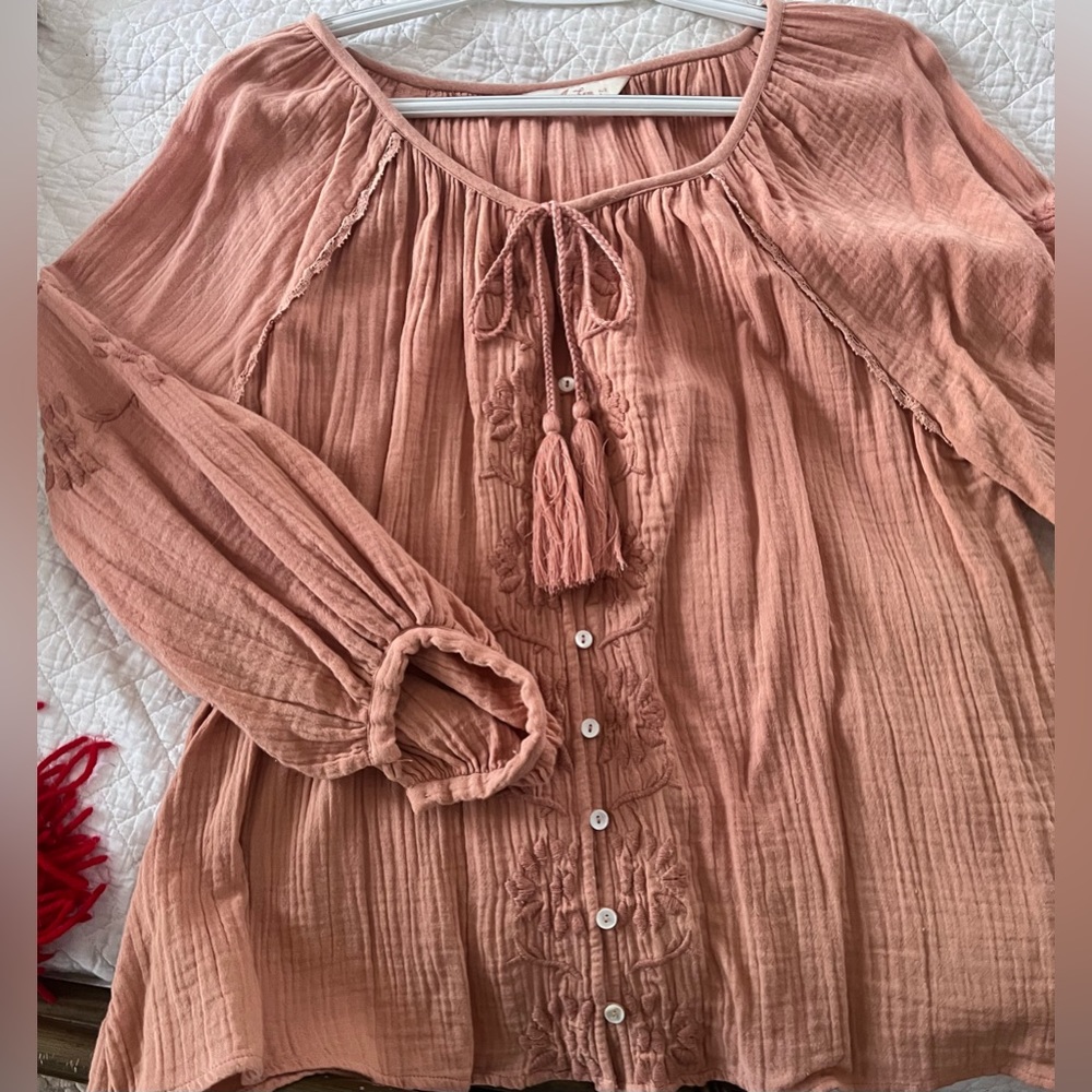 Arnhem Daphne Blouse in Dusty Rose Top Blouse Bohemian Style size Medium